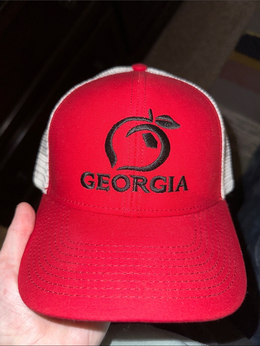 Georgia Red Trucker Hat with Black Embroidery (Peach State Pride)